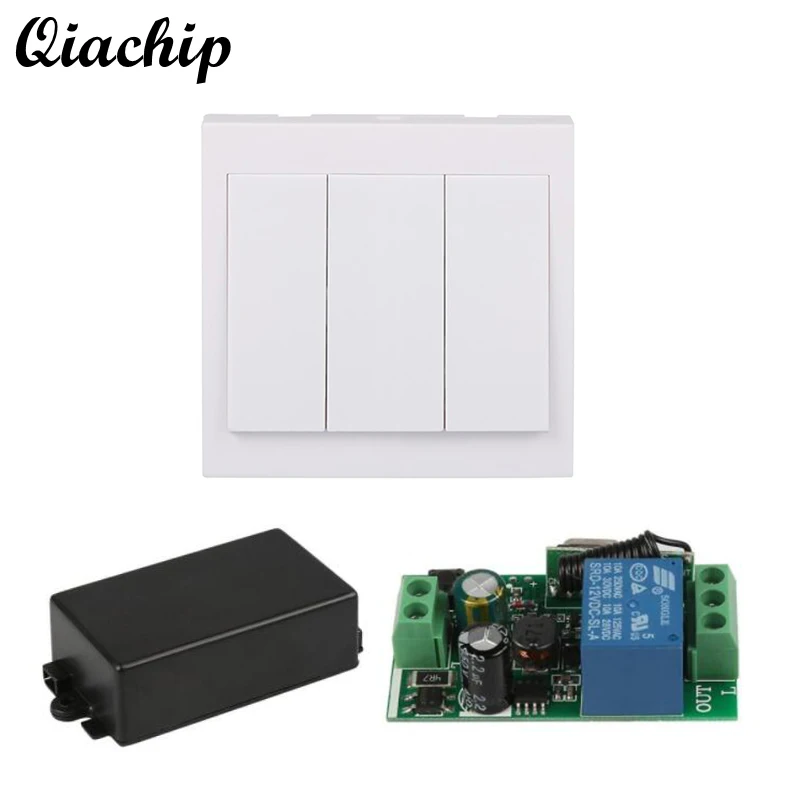 

QIACHIP 433 Mhz Wireless Remote Control Switch AC 110V 220V 1 CH Re lay Receiver and 433Mhz 86 Wall Panel RF Remote Transmitter
