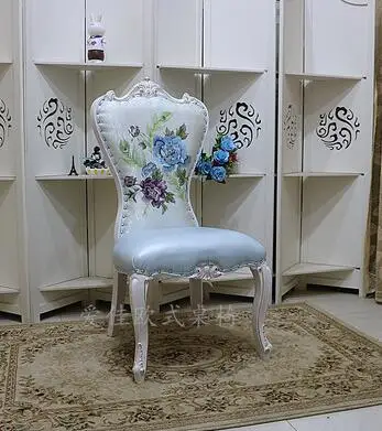 Европейский стиль обеденный стул из твердой древесины мягкий стул принцесса стул слоновой кости белый отель маникюр и переодевание стул