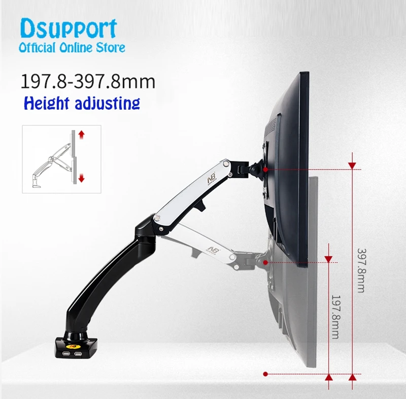 NB F100 360 градусов газовая пружина 17 &quot 27&quot держатель для монитора Настольный