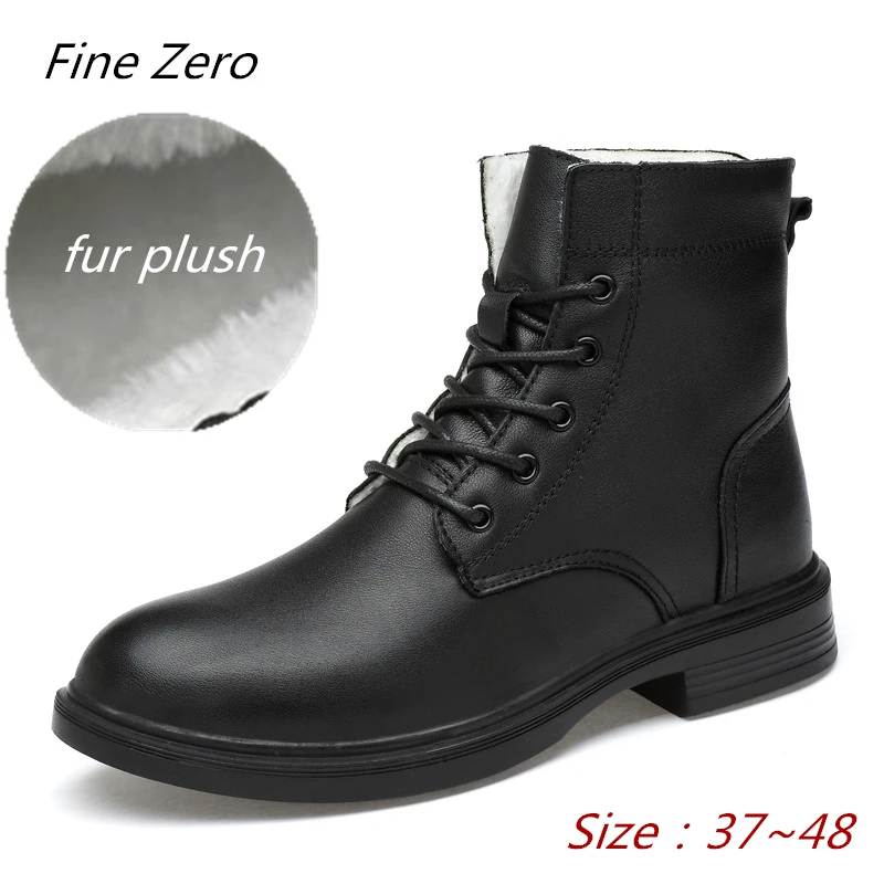 New Fashion Men's Boots Genuine Leather Motocycle Boots Winter Warm Shoes Motorcycle Mens Ankle Boot Autumn Men Oxfords Shoes