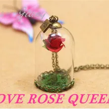 2шт Красавица и Чудовище Белль Роза в стеклянной бутылке медное покрытие ожерелье Косплей плюсы подарки