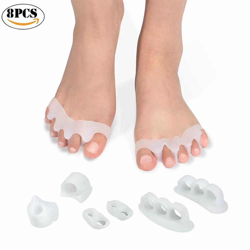 

8pcs Silicone Foot Care Gel Bunion Corrector Protector Toe Separators Straightener Spreader Correctors Hallux Valgus Correction