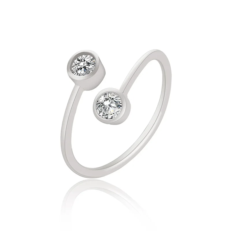 

HOT SALE Gold Silver Crystal Rings for Women Jewelry Adjustable Double Round CZ Ring Open Midi Toe Engagement Rings drop shiping