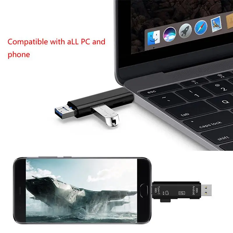 В 1 USB 2,0 type C/USB/Micro USB SD TF считыватель карт памяти OTG адаптер r20