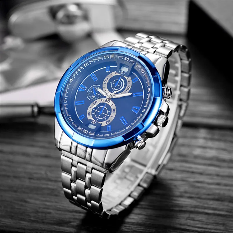 Luxury men's watch Fashion Stainless Steel Watch Man Quartz Wristwatch Military clock Casual Waterproof Sports Watch Gift formen