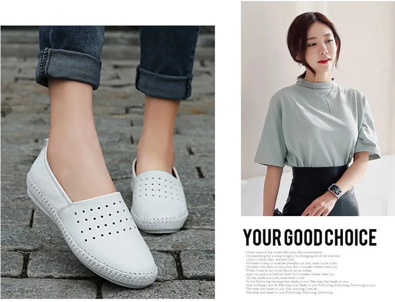 2019 Summer women flats genuine leather ballet flats shoes ladies cutout slip on tenis feminino loafers slipony shoes  (11)