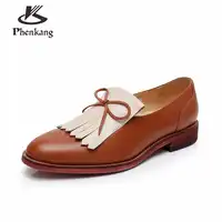 Genuine leather brogues yinzo woman flats shoes vintage handmade sneaker oxford shoes for women 2018 spring red blue brown