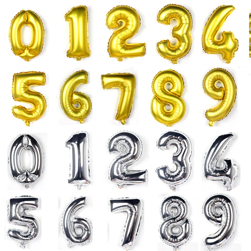 

32inch foil balloons Gold Silver Helium Balloon big wedding happy Birthday balloons decoration number giant balloon Party baloon
