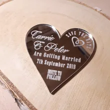 На заказ в форме сердца сохранить дату, магниты на холодильник из зеркального акрила, свадебные подарки для гостей, свадебные сувениры, приглашение