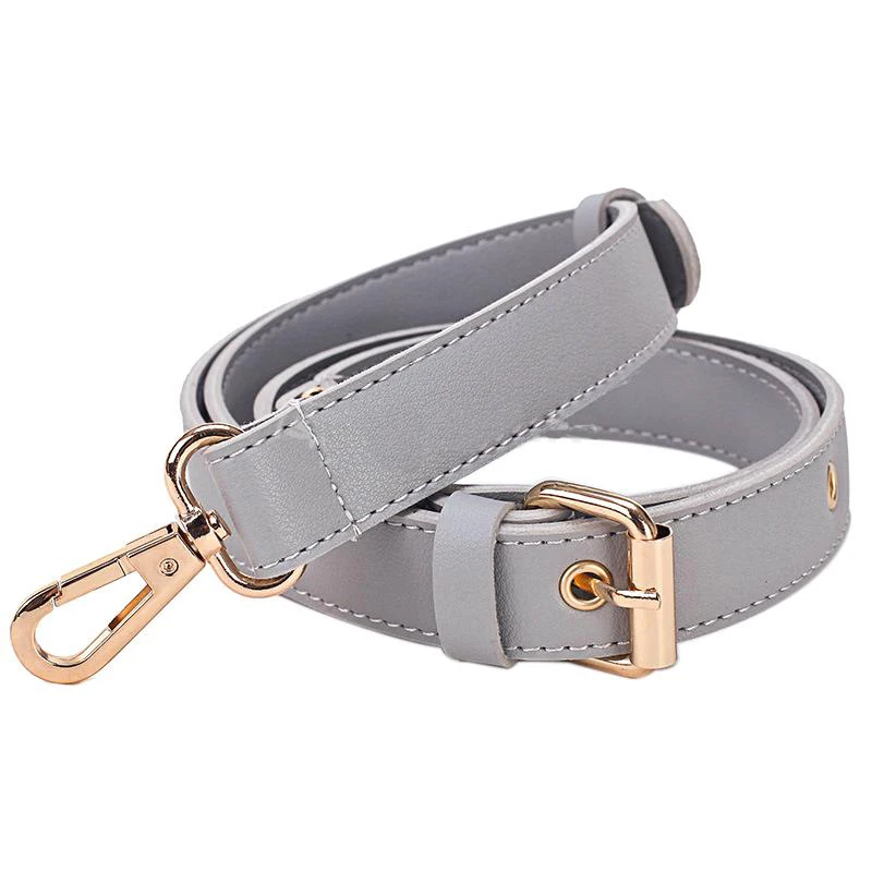 Detachable Strap Replacement Bags Straps Women Girls PU Leather Shoulder Bag Parts Accessories Gold Buckle Belts 152cm Gray 2pcs detachable 29cm pu leather bag handles purses straps handbags bag strap diy bags replacement making accessories d buckle