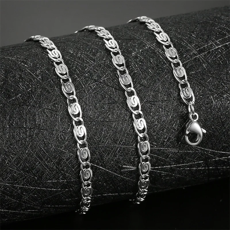 AZIZ BEKKAOUI модное ожерелье-чокер на цепочке для мужчин и женщин из нержавеющей стали серебряное ожерелье Мужская коробка цепочки подарок 45-70 см