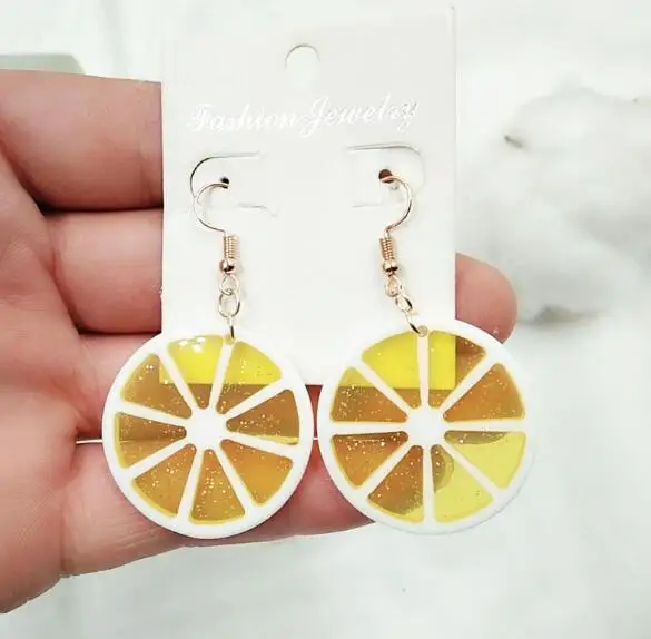 

Exaggerated Big Size Acrylic Lemon Drop Earrings Yellow Green Fruit Earrings Handmade Funny Jewelry Party Gifts for women