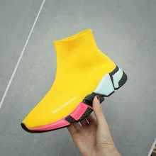 Эластичные носки; женские ботинки; Новинка года; сезон весна; обувь для отдыха на толстой подошве средней высоты; смешанные цвета