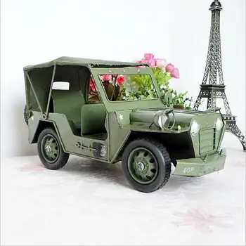 

American retro jeep model room wrought iron decorations Tin landrover retro home decorations ornaments