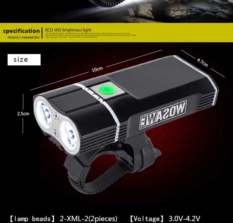 Perfect WOSAWE NEW 2400 Lumens Bicycle Light with 18650 Built-in Batteries USB Rechargeable Bike Light 2-XML LED lamp Flashlight 5 modes 1