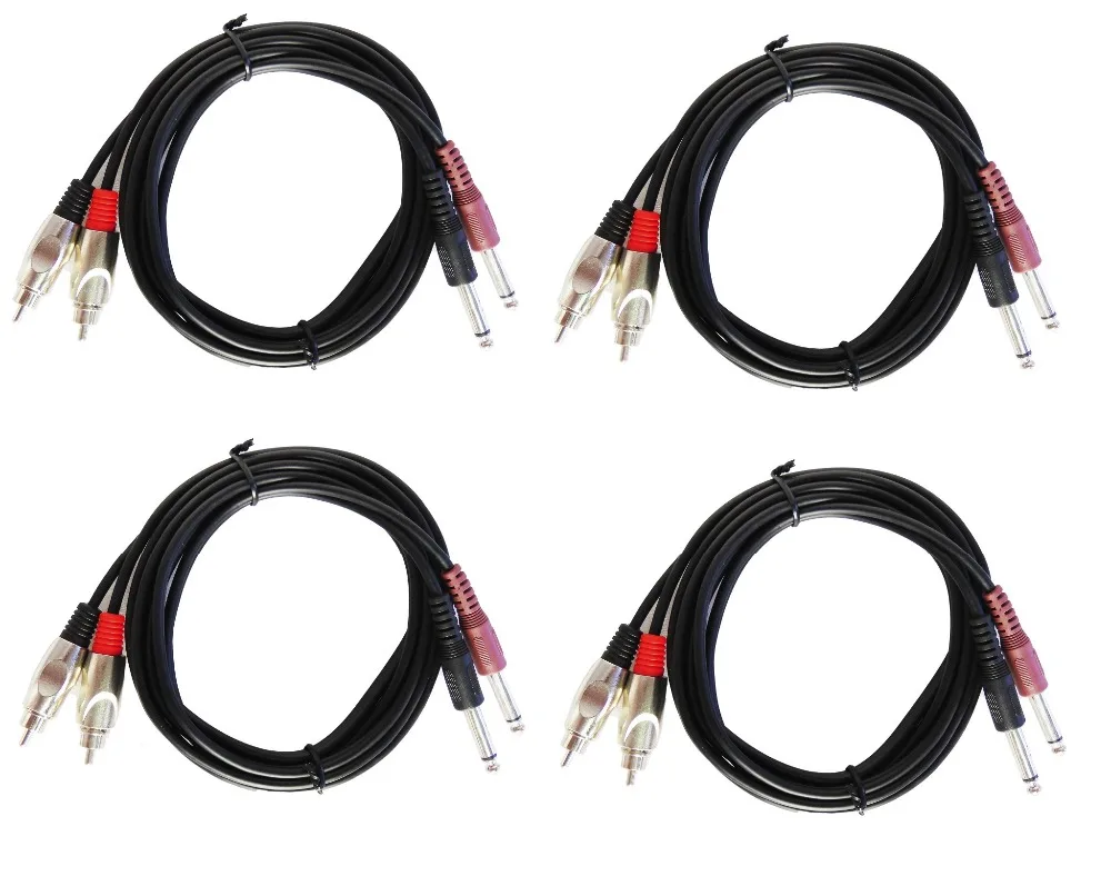 

STARAUDIO 4Pcs In Pack 6 FT(1.8M) 2 - 1/4in (6.3mm) Mono Male To 2-RCA Male Audio Cables SRCA-180CM