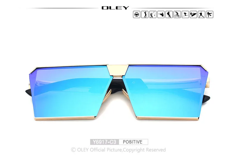 Модные квадратные солнцезащитные очки с плоским покрытием для мужчин, роскошные негабаритные женские стильные линзы в стиле ретро, женские очки Y6917 - Цвет линз: Y6917 C3 BOX