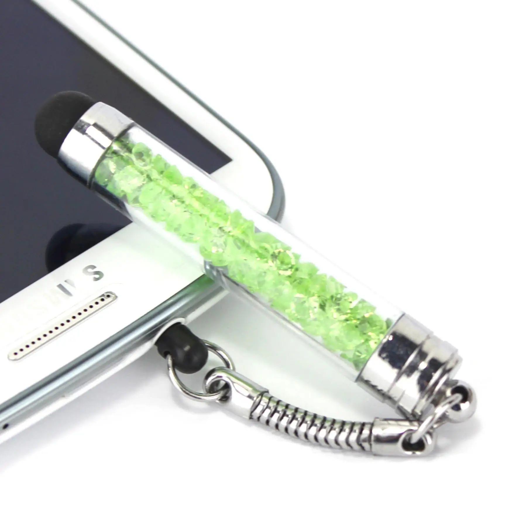 500 шт/партия Модный Кристальный стилус для мобильного телефона+ 3,5 мм Пылезащитная заглушка стиль блестящая прозрачная ручка с сенсорным экраном