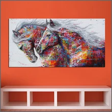 Grande Impressão Abstrato maravilhoso dois cavalos Wall Art Imagem Home Decor Sala de estar Moderna Da Lona Impressão Sem Moldura Pinturas