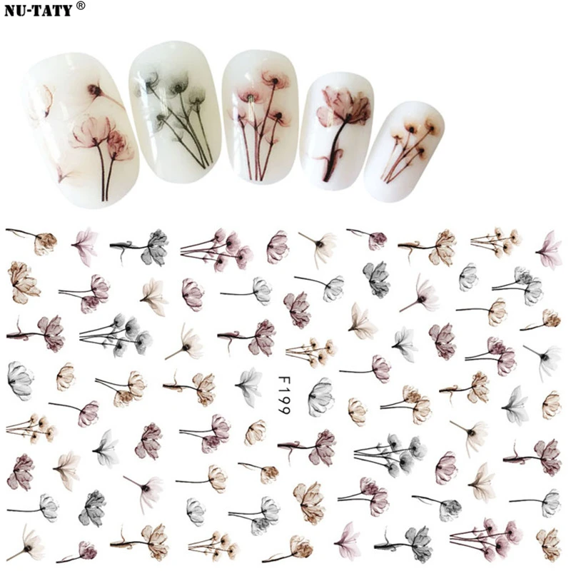 

Nu-TATY Nail Manicure Sticker Ink Flower 3d Nail Sticker Big Flower Tools nail sticker