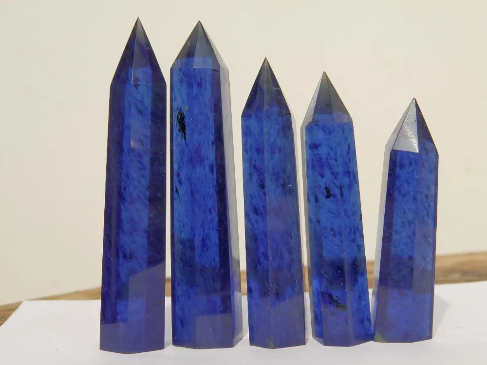 

5 blue SMELT QUARTZ CRYSTAL WAND POINT HEALING