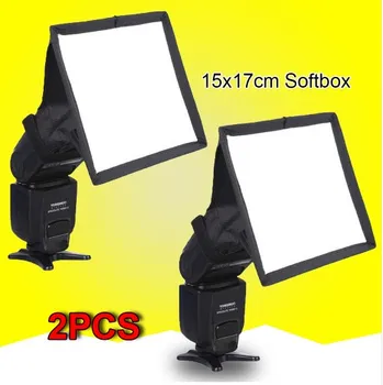 

2pcs 15x17cm Universal Flash Square Softbox Diffuser for Canon Nikon Sony Pentax Metz Yongnuo Viltrox Speedlite