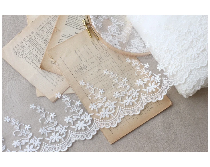 

5 yards white Net yarn cotton embroidery lace french lace ribbon fabric diy trims warp knitting sewing Accessories wide 15 cm