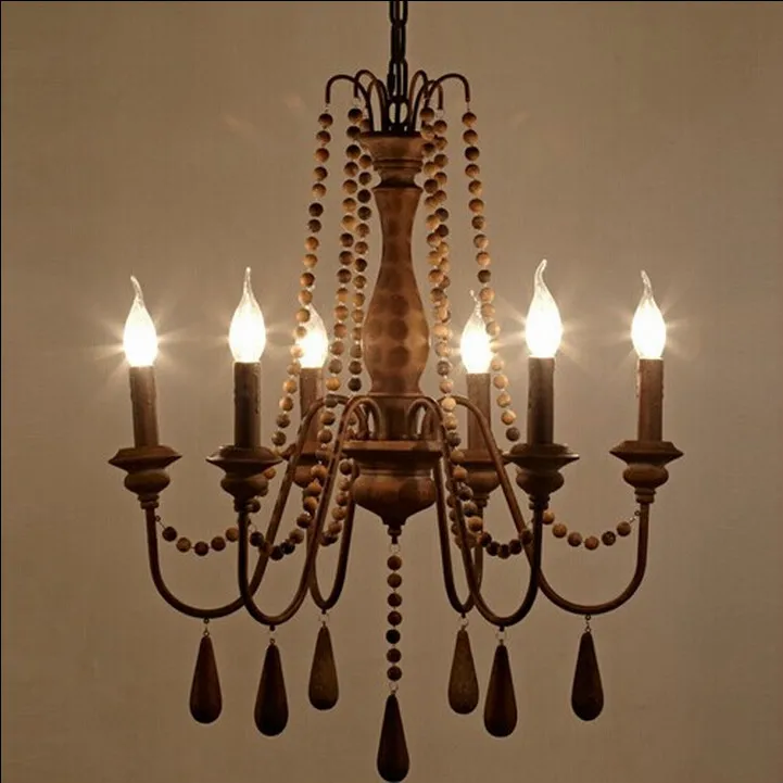 Nordic moder simple American France vintage rural style mediterranean real wooden chandelier