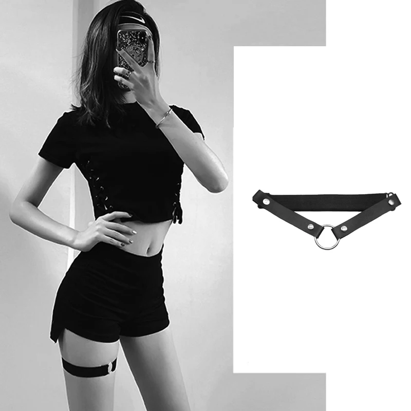

New Womens Heart Ring Leg Garters Sock Sexy Black Fetish Strap Bondage Harness Thigh Stocking Suspender Belt
