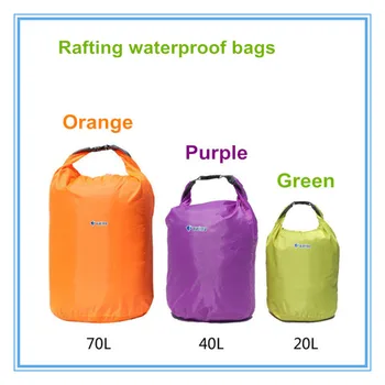 

Ultralight Rafting Waterproof Dry Bag 20L/40L/70L 3pcs/lot Orange Green Purple Free Shipping