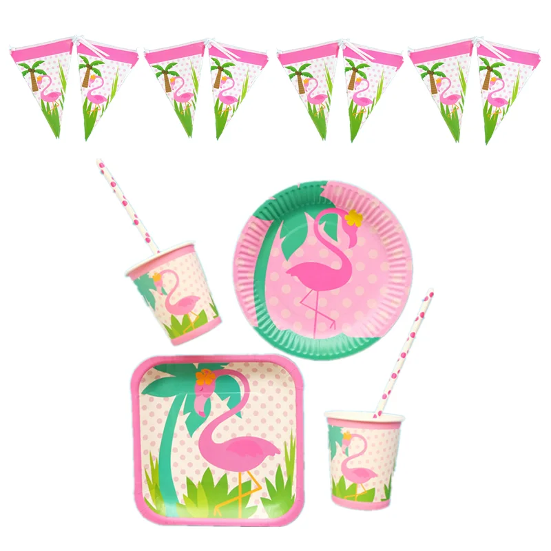 

8Pcs 7inch Flamingo Party Decoration Paper Cup Disc Disposable Tableware Wedding Supplies Birthday Party Baby Showr Tableware,Q