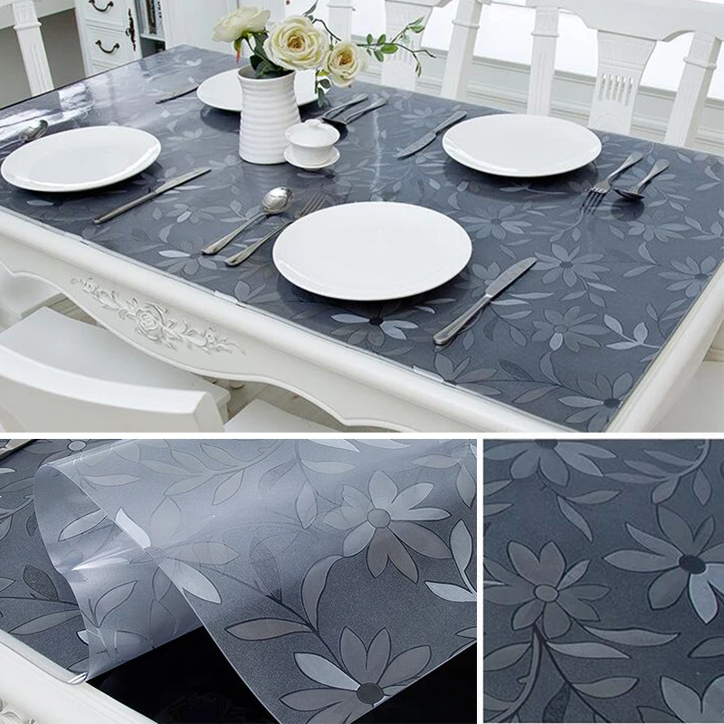 PVC Transparent Waterproof Tablecloth Frosted Waterproof and oil proof table cover Kitchen Table Covers Soft Glass Table cloths