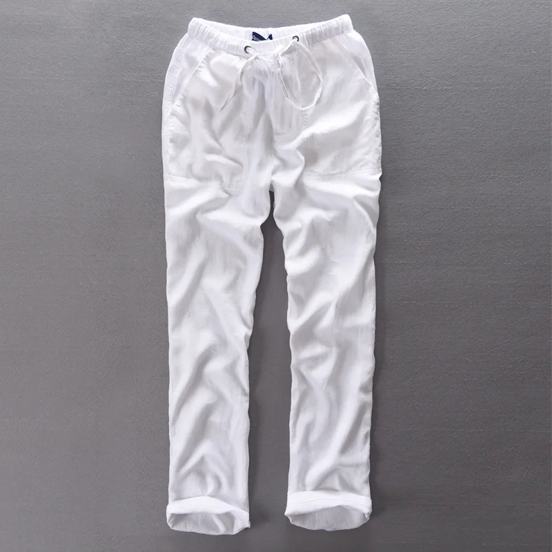 

Elastic waist loose long pants men linen trousers men cotton summer spring pants mens pantalon homme 29-38 size flax clothing