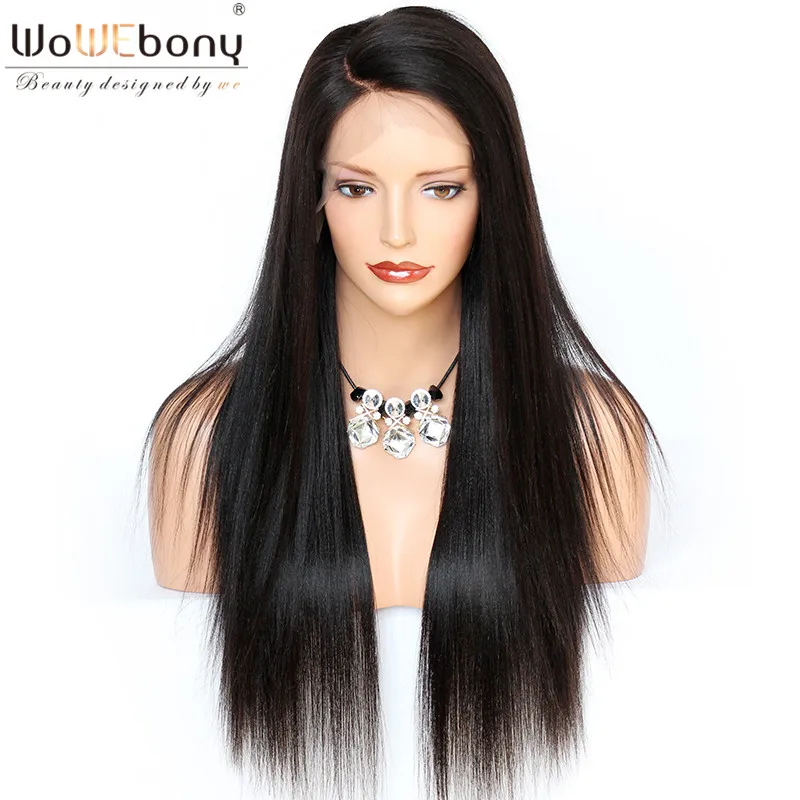 

Straight Human Hair Wigs 180% 200% Glueless Full Lace Human Hair Wigs With Baby Hair Remy Pre Plucked Bleached Knots