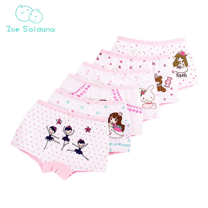 

Zoe Saldana Girl's Underwear 2018 New 6 Pcs/Lot Boxer Kids Cartoon Printed Panties 100% Cotton Baby Girl Comfortable Underpants