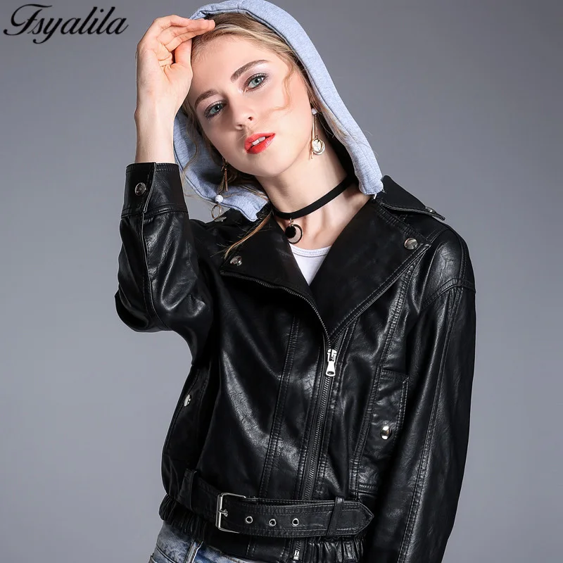 New Fashion Women Faux Soft Leather Jackets Autumn Winter
