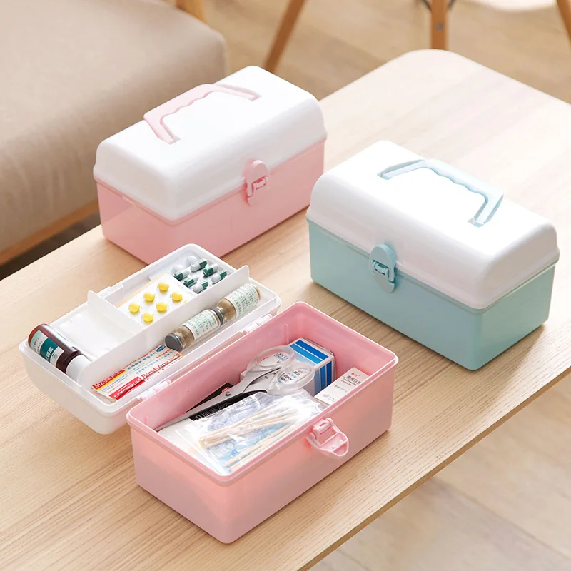 

MeyJig Plastic Medicine Box Medical Storage Box First Aid Kit Box Medicine Organizer Makeup Cosmetic Container Jewelry Case
