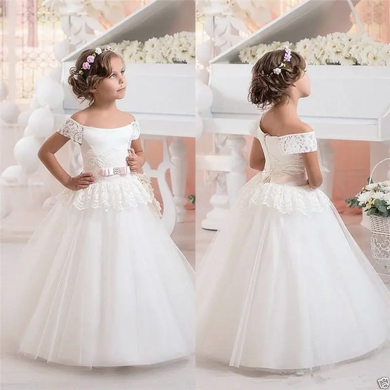 Sleeveless Flower Girl Dresses For Weddings Lace First Communion Dresses For Little Girls Ball Gown Tulle Kids Pageant Dress Sleeveless Flower Girl Dresses For Weddings Lace First Communion Dresses For Little Girls Ball Gown Tulle Kids Pageant Dress