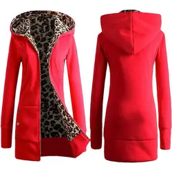 Женское зимнее пальто леопардовая молния с капюшоном с длинными рукавами с флисовой подкладкой Slim Fit-MX8