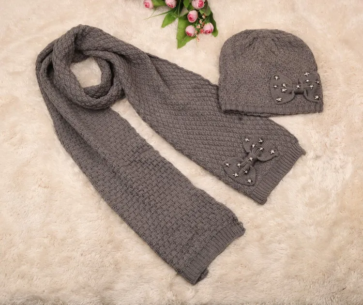 Зимний теплый комплект из двух предметов, шапка и шарф, двойной шерстяной теплый дышащий Удобный комплект из 5 цветов, 1 комплект, новое поступление