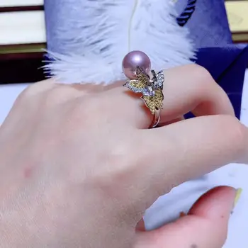 

Charm Butterfly Style 925 Silver Adjustable Pearl Ring Set Findings Mountings Parts for Oyster Edison Pearls Corals Jade Beads