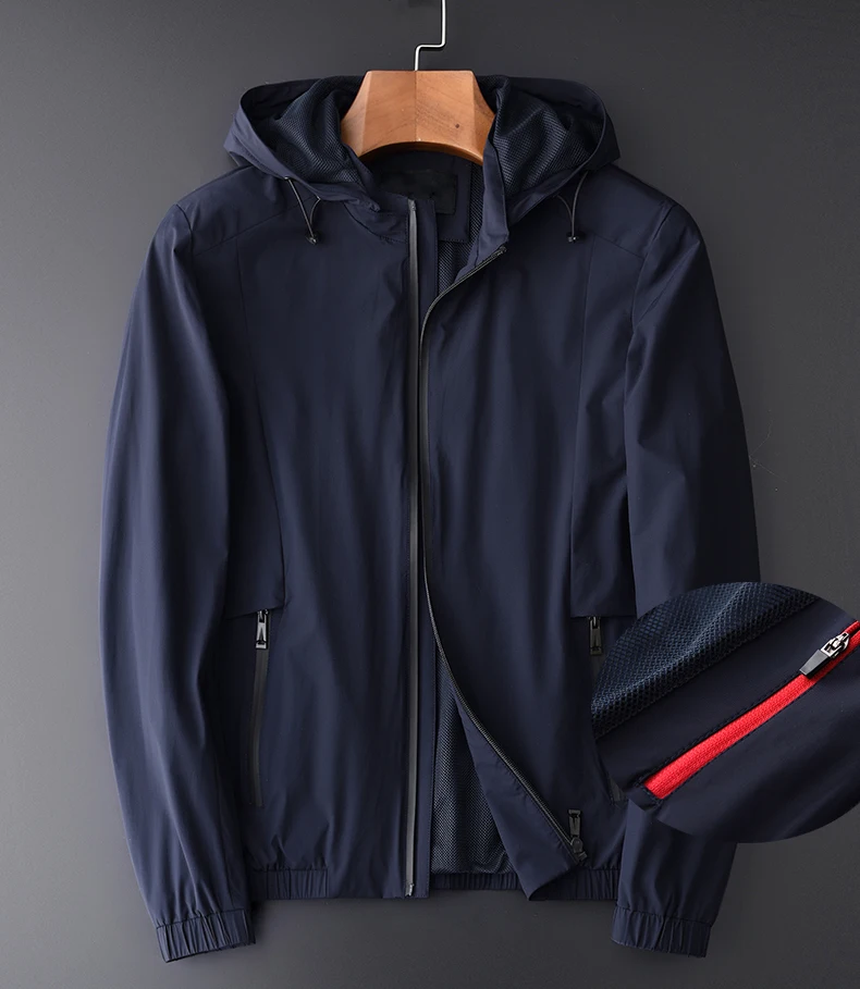 

Minglu Detachable Hat Men Jackets Spring And Summer Solid Color Stand Collar Jacket Men Plus Size 4xl Slim Fit Casual Jacket Man