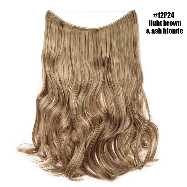 BENEHAIR Invisible Wire No Clips In Hair Extensions Secret Fish Line Hairpieces Synthetic Hair Extensions Fake Hair For Women 12P24