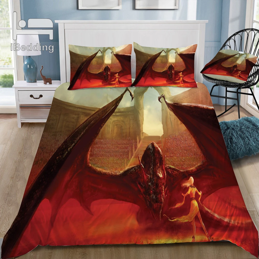 Новая Игра престолов дракон 3D постельное белье набор с принтом пододеяльник набор двойной Полный queen King размер Прямая поставка