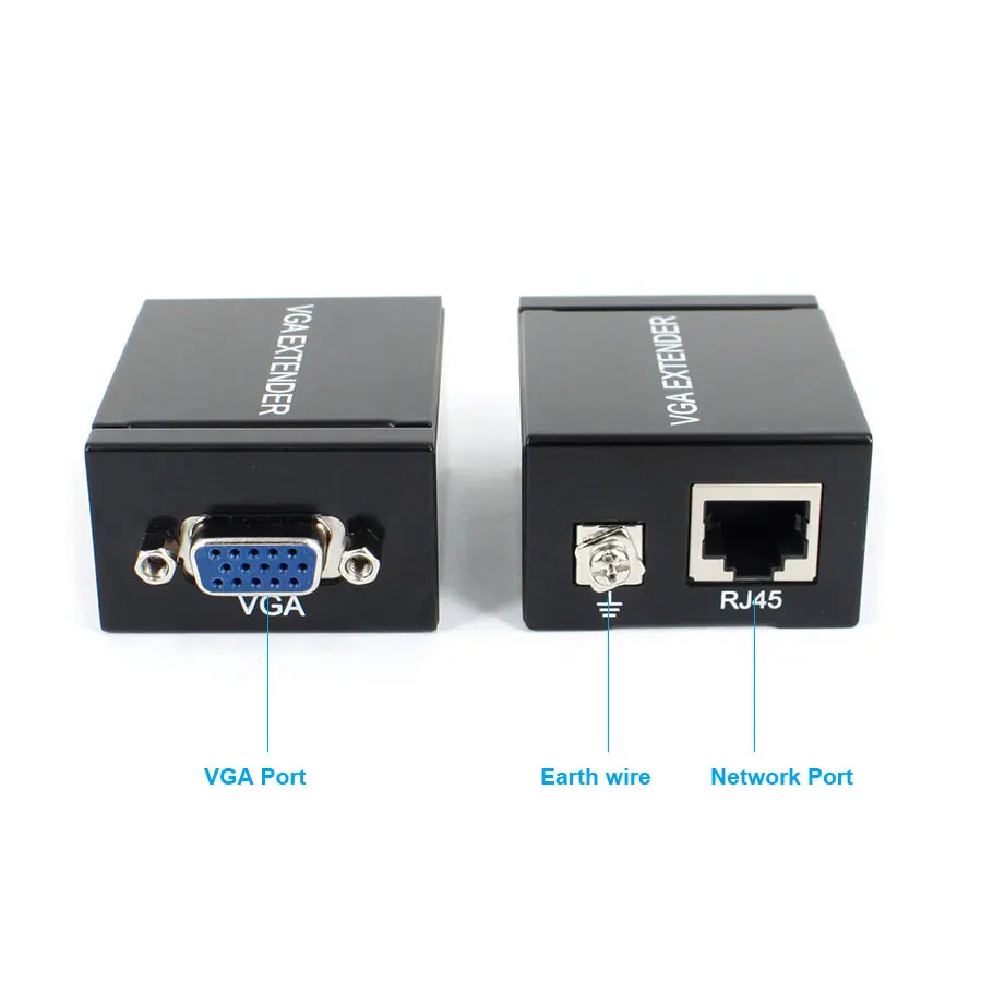 Одна пара 60 м VGA удлинитель Женский в Lan Cat5 Cat5e RJ45 Ethernet адаптер усилитель