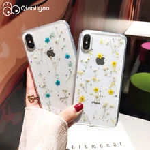 Qianliyao настоящие сушеные цветы прозрачный, мягкий чехол для iphone X 6 6S 7 8 Plus 11 Pro Max чехол для телефона для iphone XR XS Max чехол