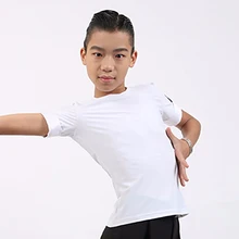 Удобная рубашка для латинских танцев для детей, Черно-Белая нейлоновая новинка, топы для мальчиков и мальчиков, Детская летняя бальная танцевальная рубашка, одежда 10392