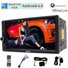7 ”Doble 2 din Car Radio Android6.0 Gps Bluetooth de la ayuda 1080 P Vídeo de Volante de la Ayuda/Espejo enlace/OBD2/WIFI