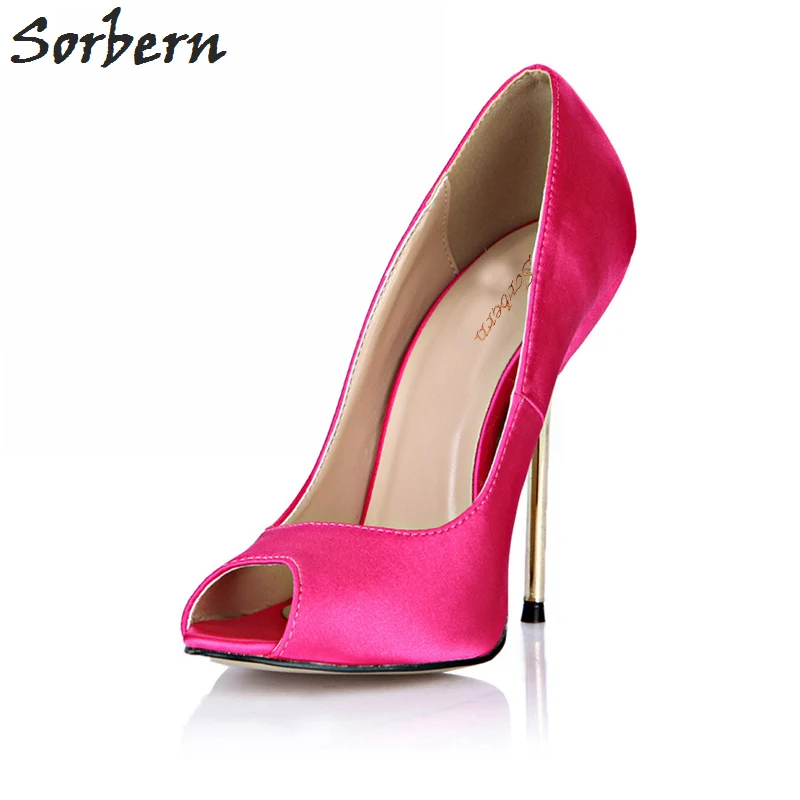 

Sorbern Ladies Shoes Stiletto High Heels Zapatos Mujer Gold Heels Runway Shoes Women Pumps Peep Toe Women Shoes For Evening 2018