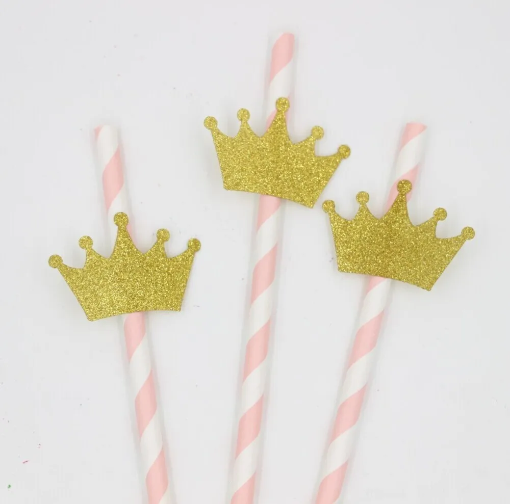 Pink-Paper-Straws-Princess-crown-For-Prince-Party-Wedding